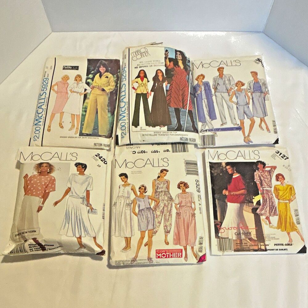 Vintage McCalls Sewing Patterns Lot 1970s 1980s Dress Skirt Suit Blouse Cut 6pc